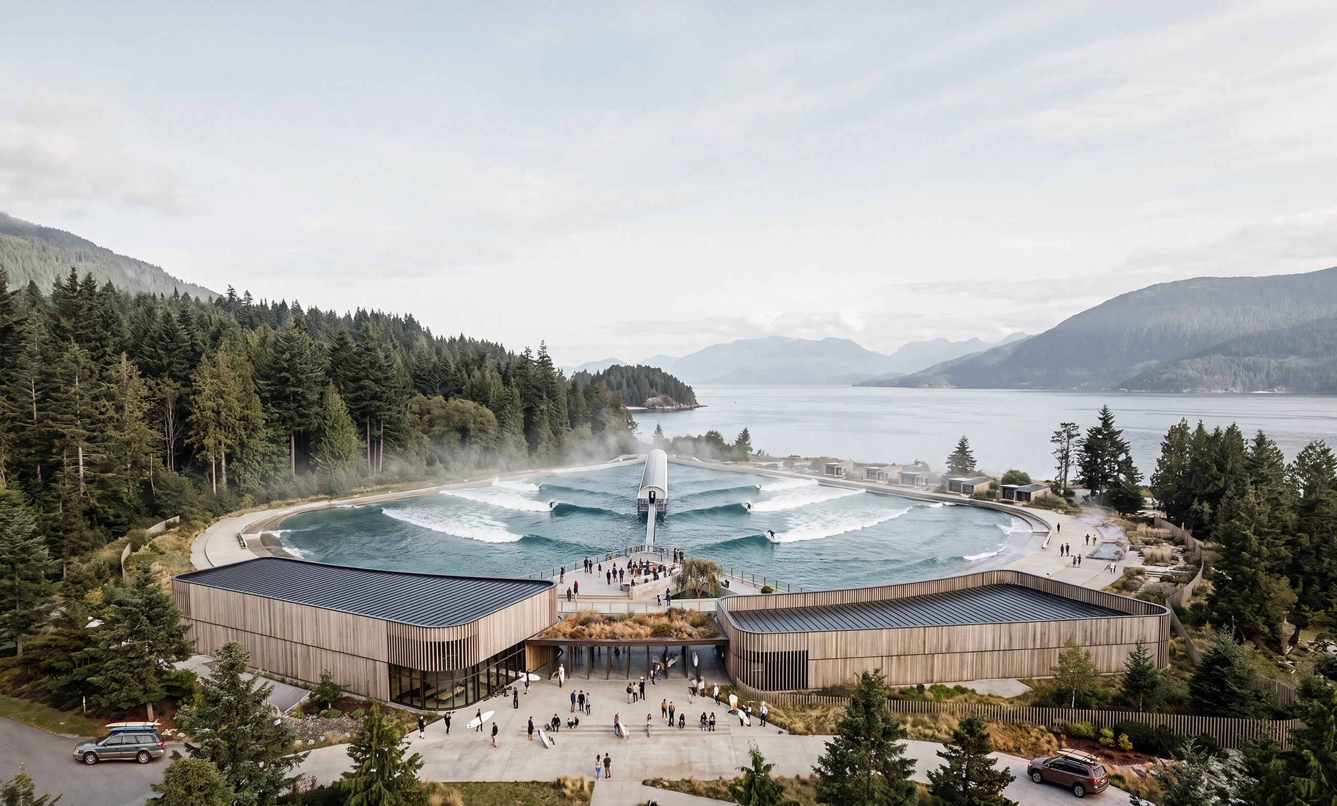 Aerial view of surf park